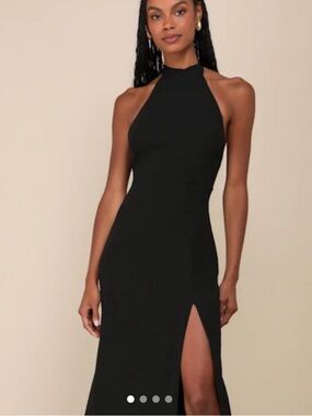 Elegant Black Long Halter Dress
